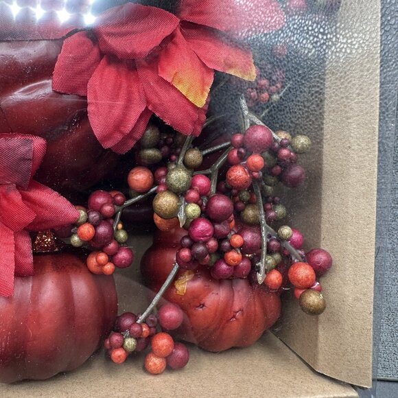 Fall Bowl Filler Set Red Pumpkins Sunflowers Berries Harvest Thanksgiving Decor - Picture 5 of 8